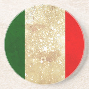 Italy Flag in Grunge Drink Coaster