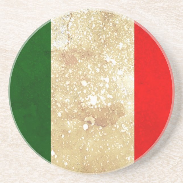 Italy Flag in Grunge Drink Coaster (Front)