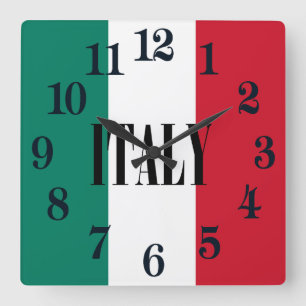 Italy flag Italia Italian Il Tricolore Square Wall Clock