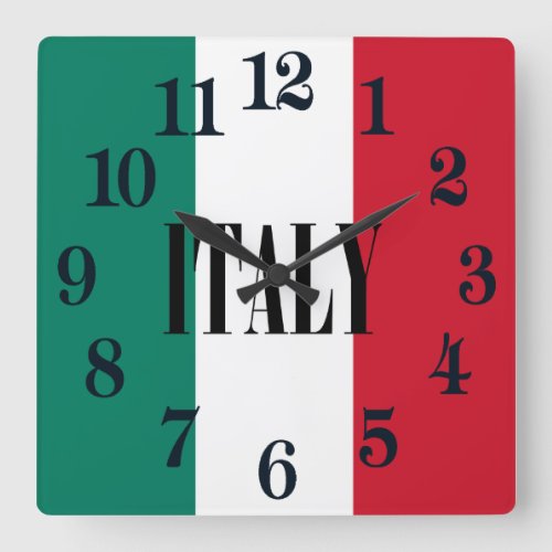 Italy flag Italia Italian Il Tricolore Square Wall Clock