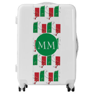 ITALY Flag Italian Map Outline Monogram Luggage