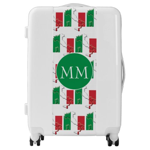 ITALY Flag  Italian Map Outline  Monogram Luggage