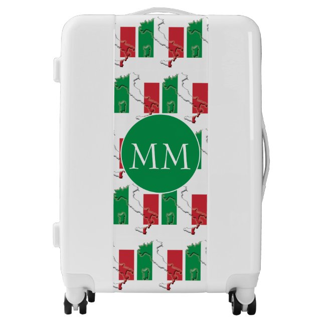 ITALY Flag | Italian Map Outline | Monogram Luggage (Front)