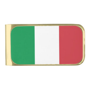 Italy Flag Italian Patriotic Gold Finish Money Clip