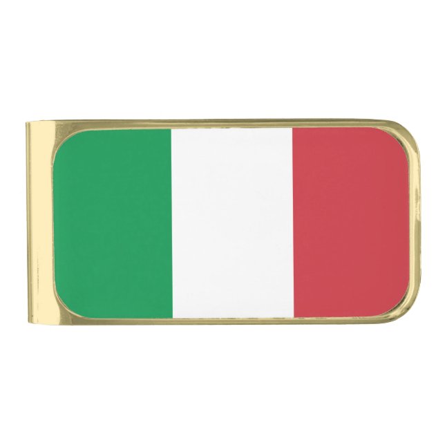 Italy Flag Italian Patriotic Gold Finish Money Clip (Front)