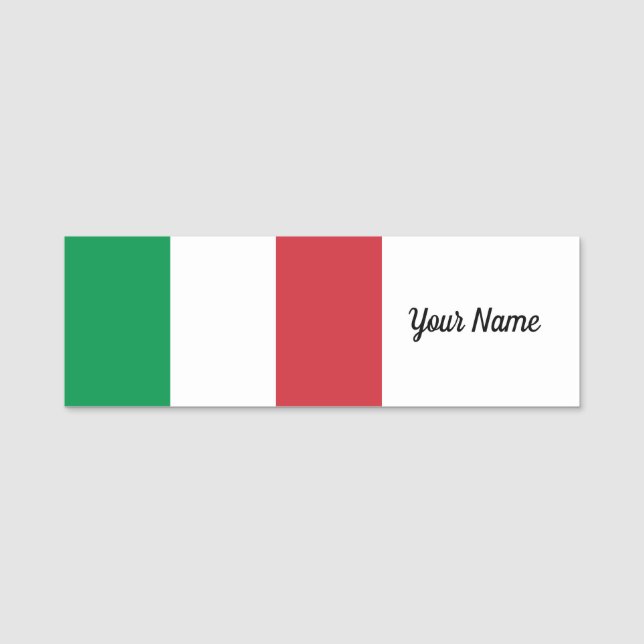 Italy Flag Italian Patriotic Name Tag (Front)