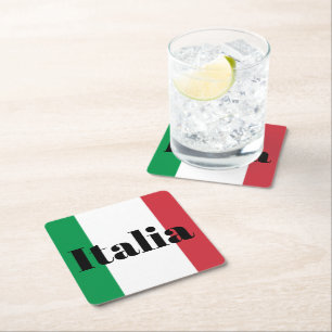 Italy Flag Italian Pride Europe Country Square Paper Coaster