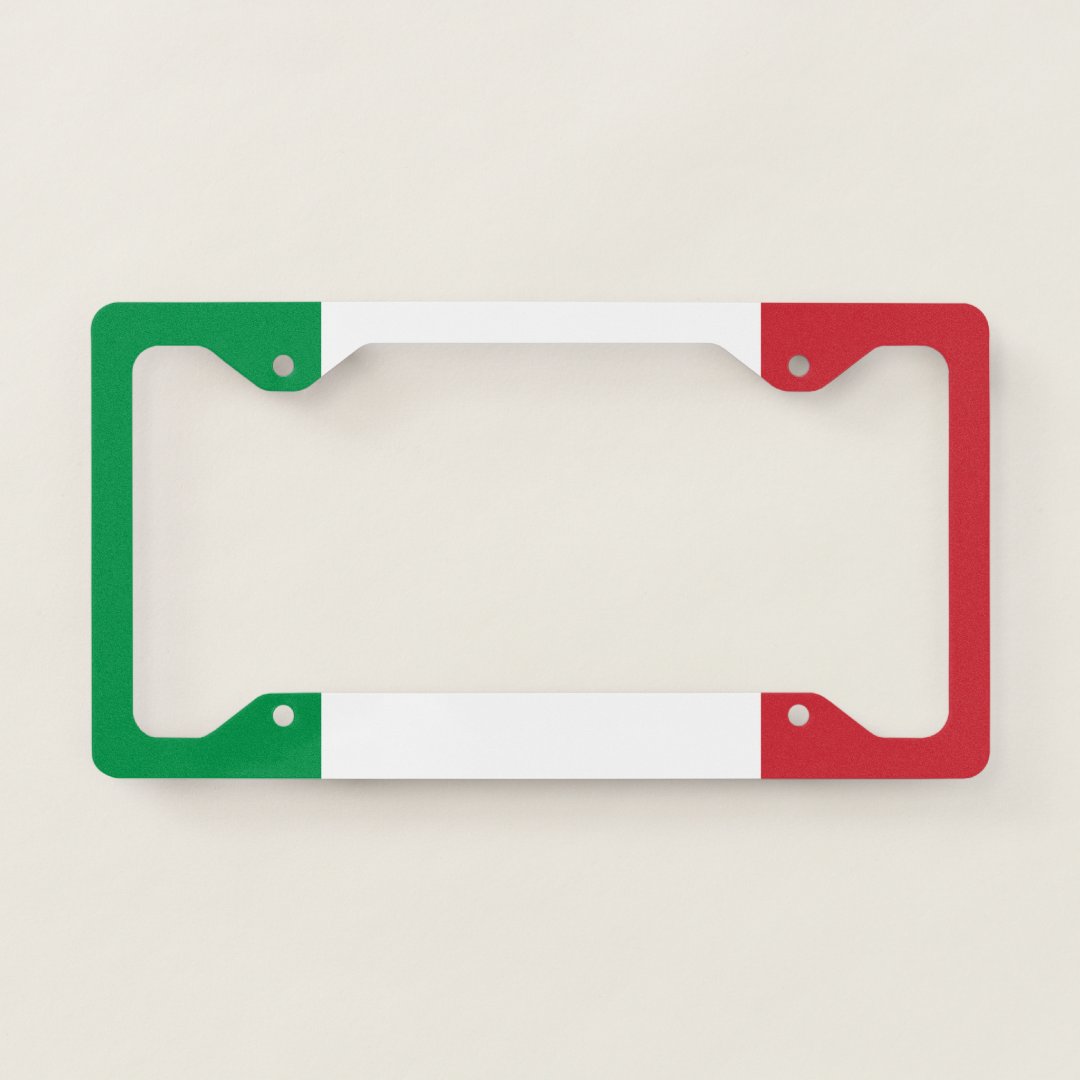 Cornice Portatarga Moto Con Bandiera Italiana - Metallica, Cromata, Universale