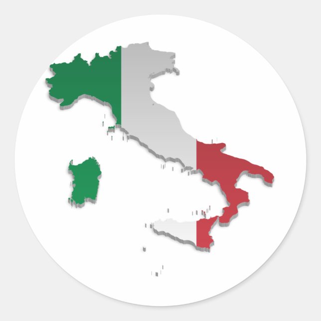 Italy Flag Map_2 Classic Round Sticker (Front)