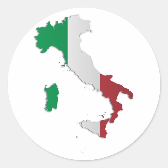 Italy Flag Map Classic Round Sticker (Front)