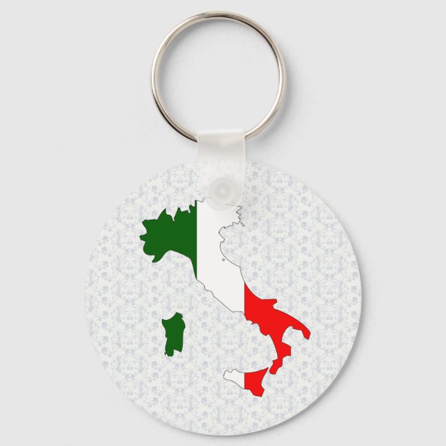 Italy Flag Map full size Keychain (Front)