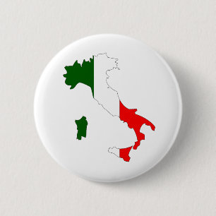 Italy Flag Map full size Pinback Button