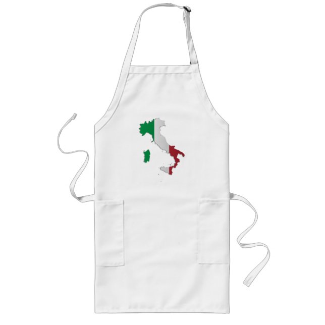 Italy Flag Map Long Apron (Front)