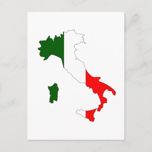 Italy flag map postcard