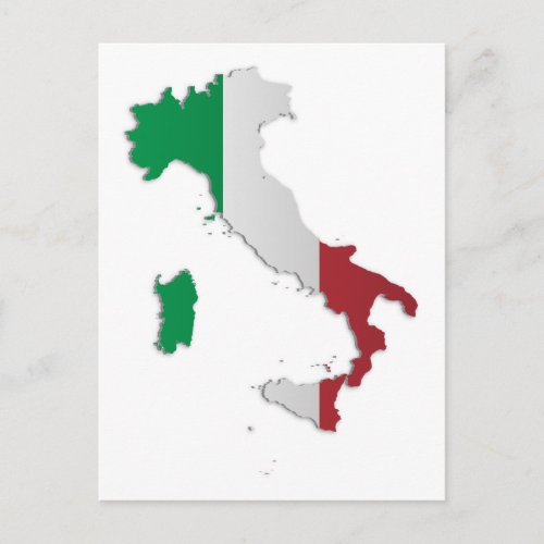 Italy Flag Map Postcard
