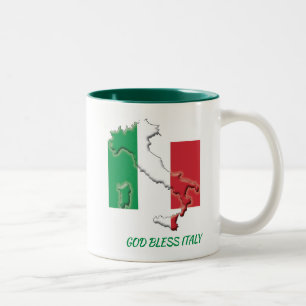 ITALY FLAG MAP Scripture Customized Two-Tone Coffee Mug