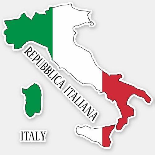 Italy Flag Map Sticker