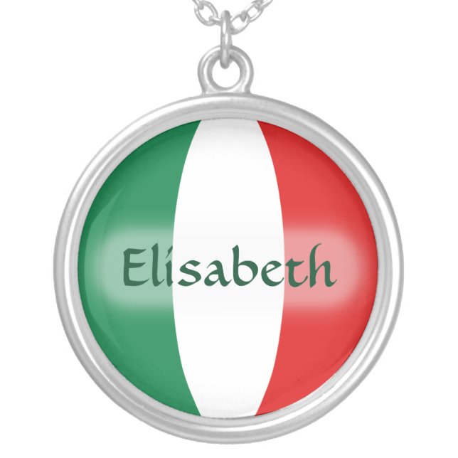 Italy Flag + Name Necklace (Front)