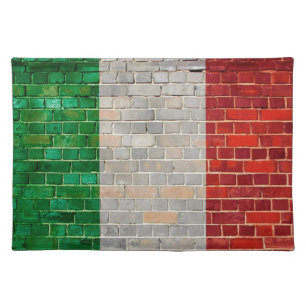 Italy flag on a brick wall placemat