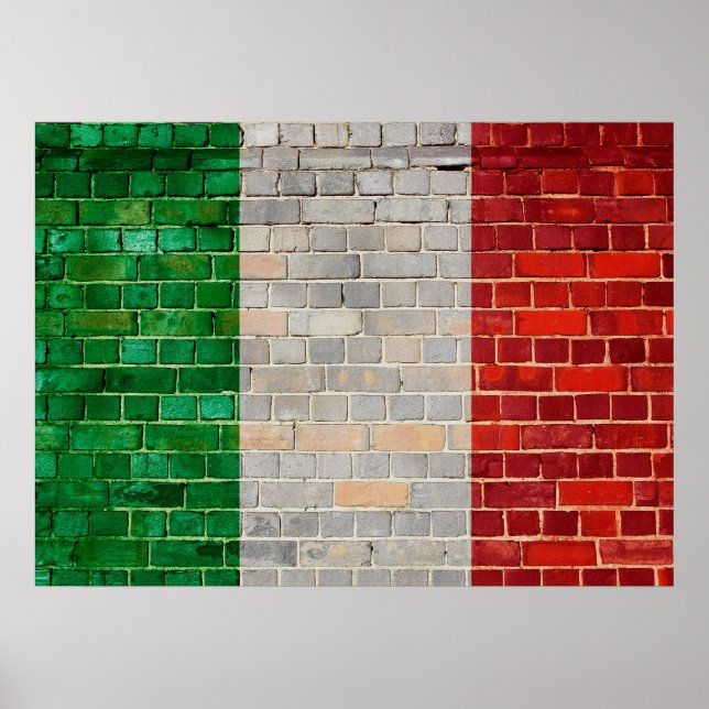 Italy flag on a brick wall poster (Front)