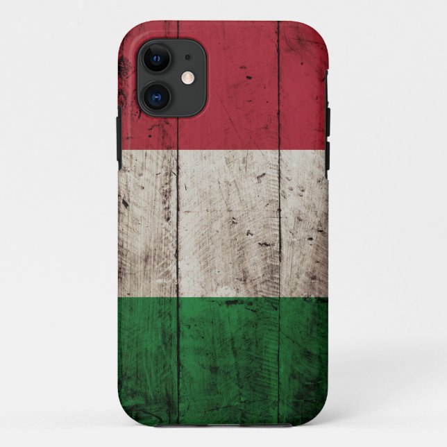 Italy Flag on Old Wood Grain Case-Mate iPhone Case (Back)