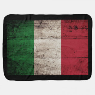 Italy Flag on Old Wood Grain Stroller Blanket