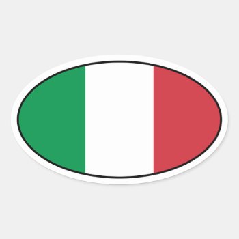 Italy Flag Oval Sticker by the_little_gift_shop at Zazzle