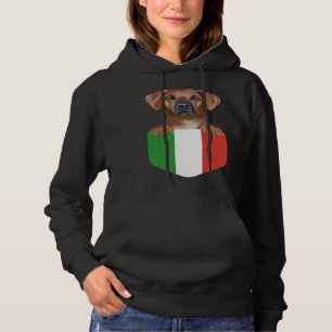 Italy Flag Rhodesian Ridgeback Dog In Pocket Hoodie