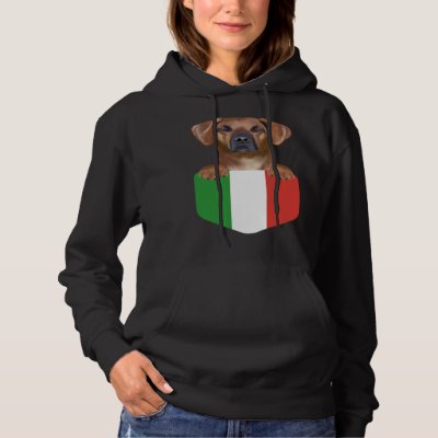 Italy Flag Rhodesian Ridgeback Dog In Pocket Hoodie