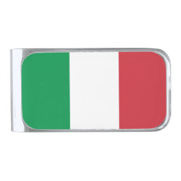 Italy Flag Silver Finish Money Clip