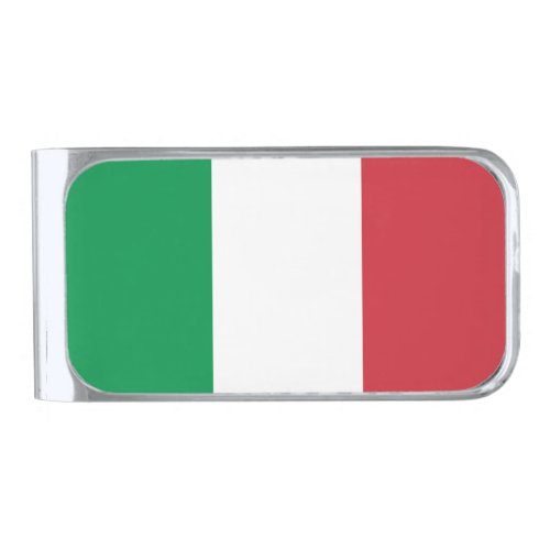 Italy Flag Silver Finish Money Clip