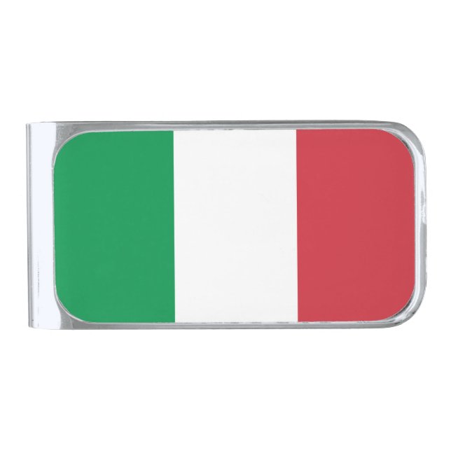 Italy Flag Silver Finish Money Clip (Front)