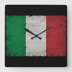 italy flag square wall clock
