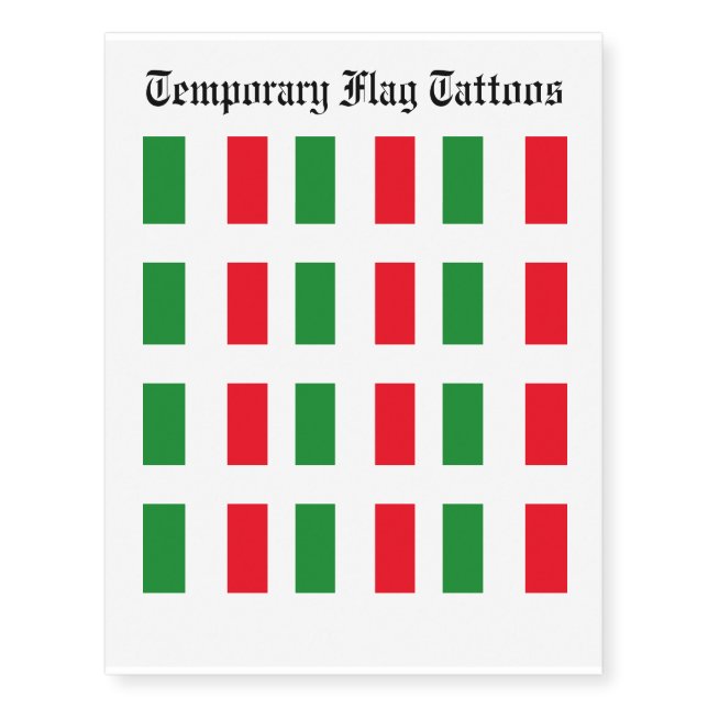 Italy Flag Temporary Tattoos (Front)
