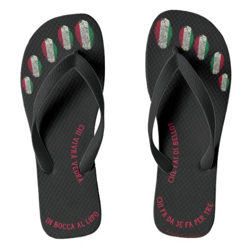  Italy Flag Toeprint Red Green Script  Flip Flops