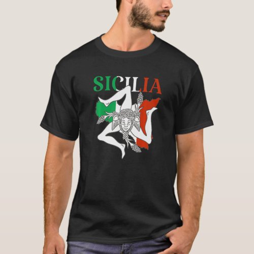 Italy Flag Trinacria Sicilia Sicily Flag Italy   T_Shirt