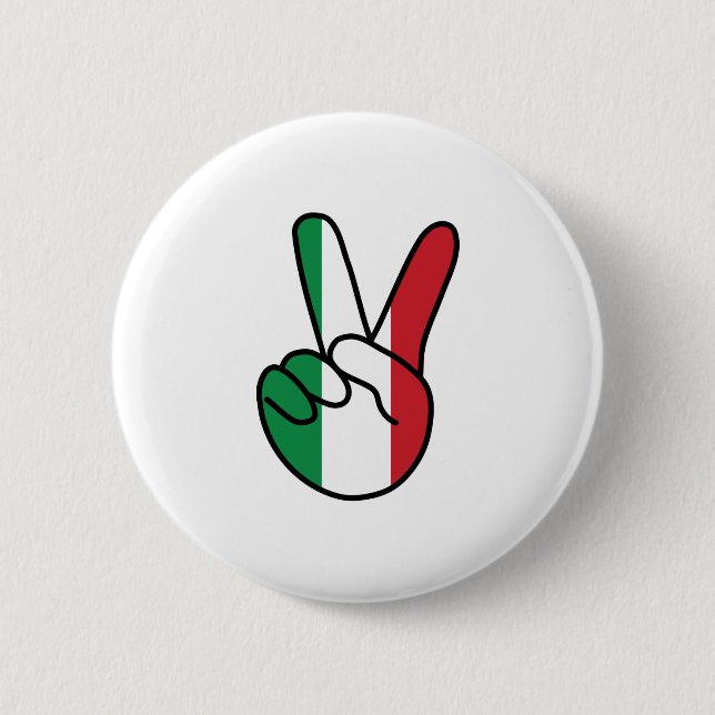 Italy Flag V Sign Button (Front)