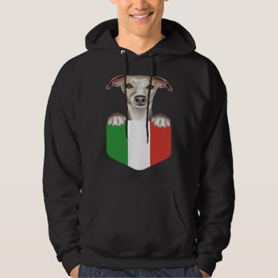 Italy Flag Whippet Dog In Pocket Hoodie