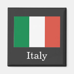 Italy Flag, white text, Magnet