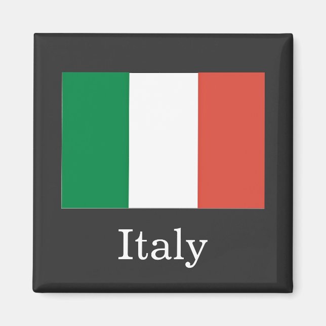 Italy Flag, white text, Magnet (Front)