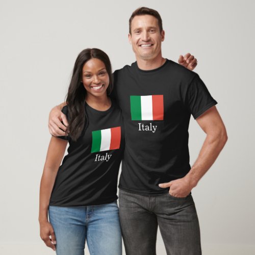 Italy Flag white text T_Shirt