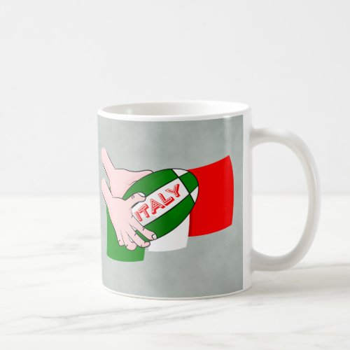 Italy Flag With Cartoon Rugby Ball Coffee Mug