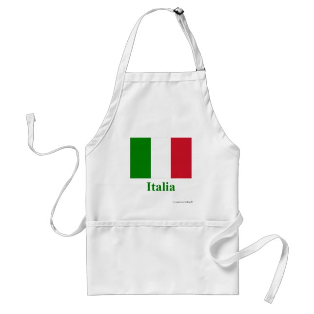 Italy Flag with Name in Italian Adult Apron (Front)