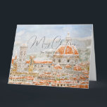 Italy Florence Cathedral Duomo Christmas card<br><div class="desc">romantic winter, travel, snowfall, snowflake, snow, winter landscape, italy florence watercolor painting, duomo painting, terracotta tiled dome, florence cathedral, cattedrale di santa maria del fiore, firenze, church painting, italy gift idea, orange, aquarelle, watercolor, aesthetic, romantic, italy, florence, europe, provence, vintage, landscape, colorandcolor, color and color, red, church, religion, ancient, history,...</div>