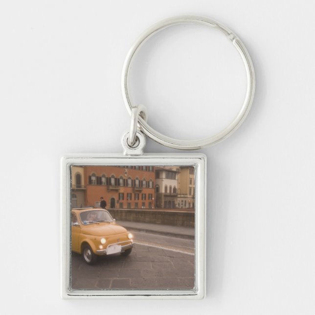Italy, Florence. Fiat 800 Rally crosses Arno Keychain (Front)