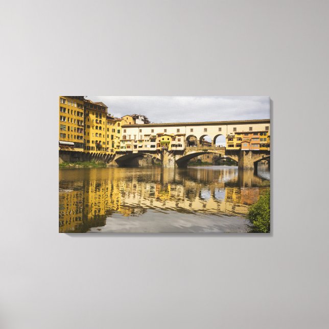 Italy, Florence, Reflections in the River Arno Canvas Print (Front)