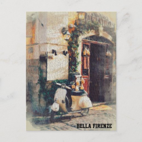  Italy Florence Scooter AP12 Cobblestone Postcard