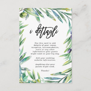 Italy Florence wedding details information Enclosure Card