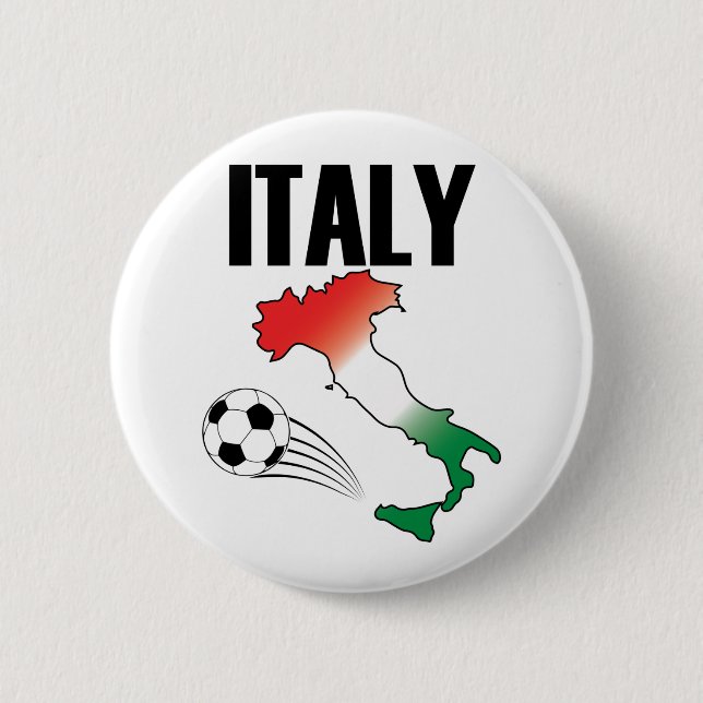 Italy Football Fan Map Boot Soccer Ball Button (Front)