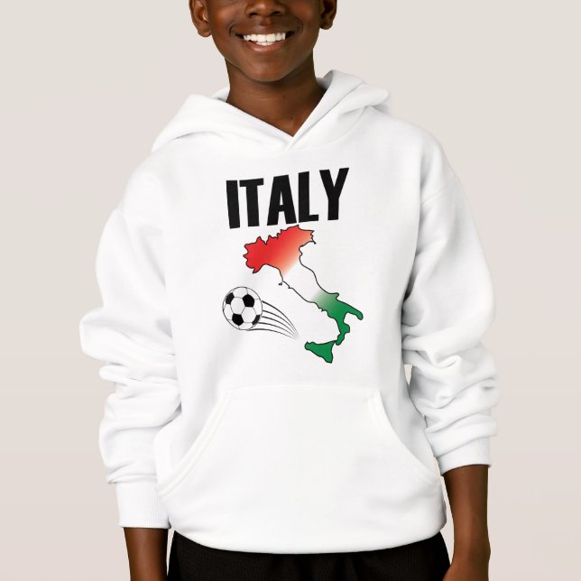 Italy Football Fan Map Boot Soccer Ball Hoodie (Front)